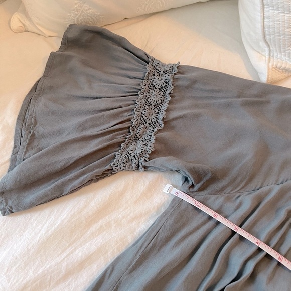 She + Sky Blue gray mini dress cotton crochet size L - Picture 10 of 12